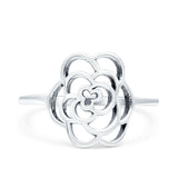 Rose Oxidized Band Solid 925 Sterling Silver Thumb Ring (13mm)