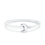 Moon Oxidized Band Solid 925 Sterling Silver Thumb Ring (5mm)