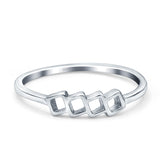 Four Square Eye Style Band Solid 925 Sterling Silver Ring (4mm)