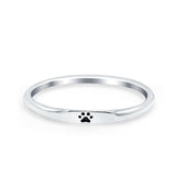 Paw Print Oxidized Band Solid 925 Sterling Silver Thumb Ring (2.2mm)