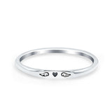 Heart & Wings Oxidized Band Solid 925 Sterling Silver Thumb Ring (2.2mm)