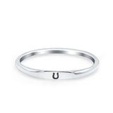 Lucky Horseshoe Oxidized Band Solid 925 Sterling Silver Thumb Ring (2.2mm)