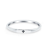 Small Cross Oxidized Band Solid 925 Sterling Silver Thumb Ring (2.2mm)