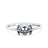 Skull & Crossbones Oxidized Band Solid 925 Sterling Silver Thumb Ring (6.2mm)