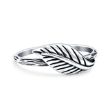 Leaf Oxidized Band Solid 925 Sterling Silver Thumb Ring (7mm)