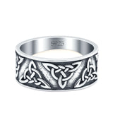 Petite Dainty Celtic Band Oxidized Ring Solid 925 Sterling Silver (7.8mm)