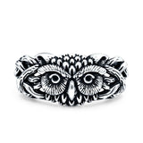 Owl Oxidized Band Solid 925 Sterling Silver Thumb Ring (10.5mm)