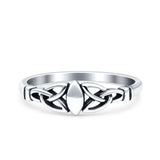 Celtic Oxidized Band Solid 925 Sterling Silver Thumb Ring (5mm)