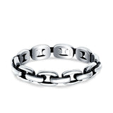 Chain Link Oxidized Band Solid 925 Sterling Silver Thumb Ring (4mm)