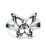 Celtic Butterfly Oxidized Band Solid 925 Sterling Silver Thumb Ring (13.5mm)