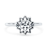 Mandala Oxidized Band Solid 925 Sterling Silver Thumb Ring (10mm)