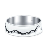 Mountains Oxidized Band Solid 925 Sterling Silver Thumb Ring (6mm)
