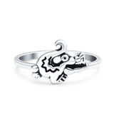 Alligator Oxidized Band Solid 925 Sterling Silver Thumb Ring (10mm)