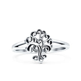 Tree Oxidized Band Solid 925 Sterling Silver Thumb Ring (12mm)