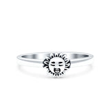 Sun Smiley Face Ring Oxidized Band Solid 925 Sterling Silver Thumb Ring (6mm)