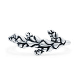 Leaves Oxidized Band Solid 925 Sterling Silver Thumb Ring (8mm)