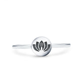 Lotus Band Oxidized Solid 925 Sterling Silver Thumb Ring (7mm)