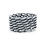 Weave Oxidized Band Solid 925 Sterling Silver Thumb Ring (13mm)