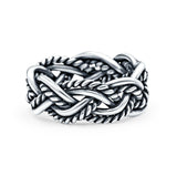 Infinity Crisscross Weave Oxidized Band Solid 925 Sterling Silver Thumb Ring (8mm)