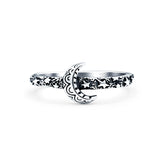 Crescent Moon Ring Oxidized Band Solid 925 Sterling Silver Thumb Ring (8mm)