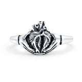 Human Heart Oxidized Band Solid 925 Sterling Silver Thumb Ring (10mm)