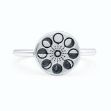 Moon Phases Oxidized Band Solid 925 Sterling Silver Thumb Ring (10mm)