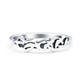 Birds Ring Oxidized Band Solid 925 Sterling Silver Thumb Ring (4mm)