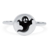 Ghost Oxidized Band Solid 925 Sterling Silver Thumb Ring (10mm)