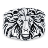 Lion Head Ring Oxidized Band Solid 925 Sterling Silver (16.5mm)