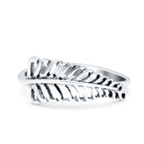 Leaf Oxidized Band Solid 925 Sterling Silver Thumb Ring (8.1mm)