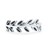 Leaves Oxidized Band Solid 925 Sterling Silver Thumb Ring (7mm)