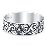 Filigree Vine Oxidized Band Solid 925 Sterling Silver Thumb Ring (6mm)