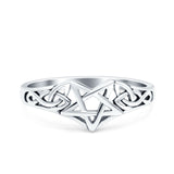 Celtic Star Oxidized Band Solid 925 Sterling Silver Thumb Ring (7mm)