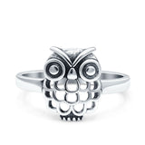 Owl Oxidized Band Solid 925 Sterling Silver Thumb Ring (12mm)