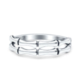 Bamboo Oxidized Band Solid 925 Sterling Silver Thumb Ring (5mm)