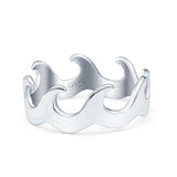 Wave Oxidized Band Solid 925 Sterling Silver Thumb Ring (7mm)
