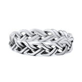 Attractive Braided Hand-Woven Celtic Knot Twisted Oxidized Band Thumb Ring
