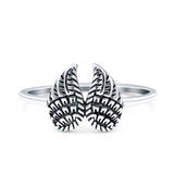 Wings Oxidized Band Solid 925 Sterling Silver Thumb Ring (9.4mm)