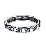 Skull Oxidized Band Solid 925 Sterling Silver Thumb Ring (4mm)