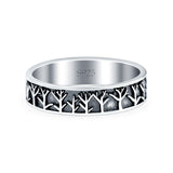 Trees Oxidized Band Solid 925 Sterling Silver Thumb Ring (5mm)