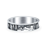 Nature Oxidized Band Solid 925 Sterling Silver Thumb Ring (5mm)