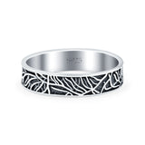 Tree Branches Oxidized Band Solid 925 Sterling Silver Thumb Ring (4.5mm)