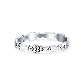 Fish Oxidized Band Solid 925 Sterling Silver Thumb Ring (3mm)
