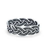 Bali Braid Oxidized Band Solid 925 Sterling Silver Thumb Ring (6mm)