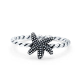 Starfish Band Oxidized Solid 925 Sterling Silver Thumb Ring (8mm)