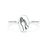 Praying Hands Oxidized Band Solid 925 Sterling Silver Thumb Ring (9.5mm)