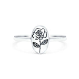Rose Ring Oxidized Band Solid 925 Sterling Silver Thumb Ring (9.5mm)