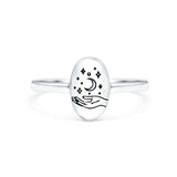 Celestial Hand Oxidized Band Solid 925 Sterling Silver Thumb Ring (9.5mm)