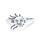 Sun Ring Oxidized Band Solid 925 Sterling Silver Thumb Ring (11mm)