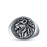 Lion Oxidized Band Solid 925 Sterling Silver Thumb Ring (17mm)